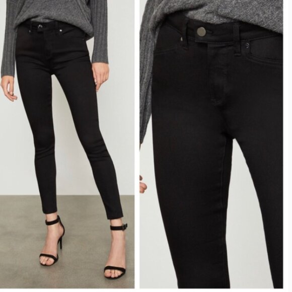 BCBGMAXAZRIA Blackout Skinny Jeans Hem Slits Stretch Size 27 in NWT - Picture 1 of 5